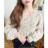 ベージュ | カラーツイードボリュームスリーブプルオーバー | moment+