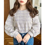 ラベンダー | カラーツイードボリュームスリーブプルオーバー | moment+