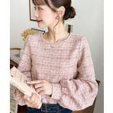 ピンク | カラーツイードボリュームスリーブプルオーバー | moment+