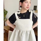 エンボスふくれフラワージャガード肩リボンペプラムビスチェ | moment+ | 詳細画像10 