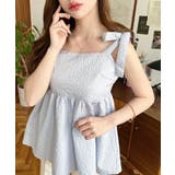 エンボスふくれフラワージャガード肩リボンペプラムビスチェ | moment+ | 詳細画像11 