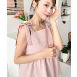 エンボスふくれフラワージャガード肩リボンペプラムビスチェ | moment+ | 詳細画像30 