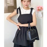 エンボスふくれフラワージャガード肩リボンペプラムビスチェ | moment+ | 詳細画像42 