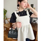 エンボスふくれフラワージャガード肩リボンペプラムビスチェ | moment+ | 詳細画像7 