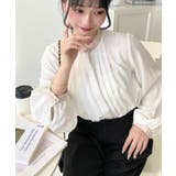 フロントタックバイカラーデザイン長袖ブラウス | moment+ | 詳細画像10