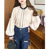 フロントタックバイカラーデザイン長袖ブラウス | moment+ | 詳細画像12