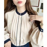 フロントタックバイカラーデザイン長袖ブラウス | moment+ | 詳細画像13