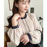 フロントタックバイカラーデザイン長袖ブラウス | moment+ | 詳細画像15