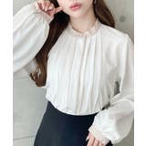 フロントタックバイカラーデザイン長袖ブラウス | moment+ | 詳細画像2