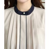 フロントタックバイカラーデザイン長袖ブラウス | moment+ | 詳細画像20