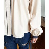 フロントタックバイカラーデザイン長袖ブラウス | moment+ | 詳細画像22