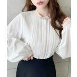 フロントタックバイカラーデザイン長袖ブラウス | moment+ | 詳細画像3