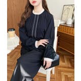 フロントタックバイカラーデザイン長袖ブラウス | moment+ | 詳細画像30