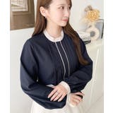 フロントタックバイカラーデザイン長袖ブラウス | moment+ | 詳細画像31