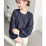 フロントタックバイカラーデザイン長袖ブラウス | moment+ | 詳細画像34