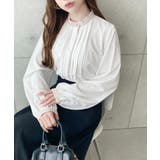 フロントタックバイカラーデザイン長袖ブラウス | moment+ | 詳細画像5