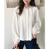 フロントタックバイカラーデザイン長袖ブラウス | moment+ | 詳細画像7