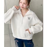 裏起毛ワンポイント刺繍ハーフジップスウェット | moment+ | 詳細画像3 