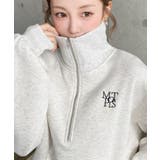 オートミール | 裏起毛ワンポイント刺繍ハーフジップスウェット | moment+