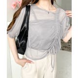 キャミ付き半袖チュールシャーリングプルオーバー | moment+ | 詳細画像12 