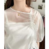 キャミ付き半袖チュールシャーリングプルオーバー | moment+ | 詳細画像4 