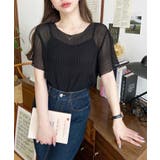 インナーキャミ付きマジョリカプリーツ半袖メローシアープルオーバー | moment+ | 詳細画像10 