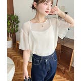 インナーキャミ付きマジョリカプリーツ半袖メローシアープルオーバー | moment+ | 詳細画像2 