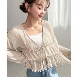 クリンクルシフォンティアードフリルリボンショートカーディガン(リボンカーディガン… | moment+ | 詳細画像11 