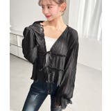 クリンクルシフォンティアードフリルリボンショートカーディガン(リボンカーディガン… | moment+ | 詳細画像12 