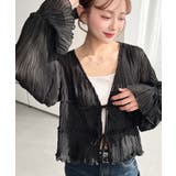 クリンクルシフォンティアードフリルリボンショートカーディガン(リボンカーディガン… | moment+ | 詳細画像15 