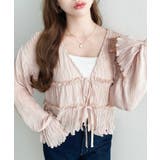 クリンクルシフォンティアードフリルリボンショートカーディガン(リボンカーディガン… | moment+ | 詳細画像16 