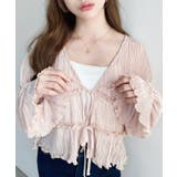 クリンクルシフォンティアードフリルリボンショートカーディガン(リボンカーディガン… | moment+ | 詳細画像19 