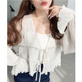 クリンクルシフォンティアードフリルリボンショートカーディガン(リボンカーディガン… | moment+ | 詳細画像2 