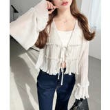 クリンクルシフォンティアードフリルリボンショートカーディガン(リボンカーディガン… | moment+ | 詳細画像3 