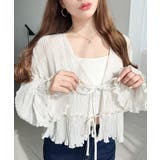 クリンクルシフォンティアードフリルリボンショートカーディガン(リボンカーディガン… | moment+ | 詳細画像4 