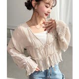 クリンクルシフォンティアードフリルリボンショートカーディガン(リボンカーディガン… | moment+ | 詳細画像8 