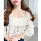 アイボリー | クリンクルシフォンティアードフリルリボンショートカーディガン(リボンカーディガン… | moment+