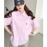 ピンク | U.S.POLO ASSN.ワンポイント刺繍半袖オックスシャツ | moment+