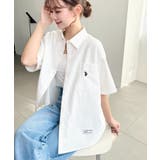 オフホワイト | U.S.POLO ASSN.ワンポイント刺繍半袖オックスシャツ | moment+