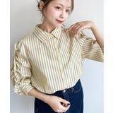 マルチストライプ袖シャーリングシャツブラウス | moment+ | 詳細画像13