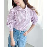 マルチストライプ袖シャーリングシャツブラウス | moment+ | 詳細画像18