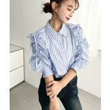 マルチストライプ袖シャーリングシャツブラウス | moment+ | 詳細画像6