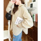 マルチストライプ後ろ編み上げ長袖シャツ | moment+ | 詳細画像15 