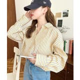 マルチストライプ後ろ編み上げ長袖シャツ | moment+ | 詳細画像17 