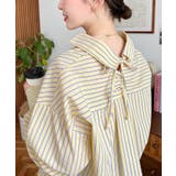 マルチストライプ後ろ編み上げ長袖シャツ | moment+ | 詳細画像18 