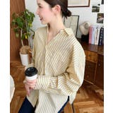 マルチストライプ後ろ編み上げ長袖シャツ | moment+ | 詳細画像19 