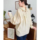 マルチストライプ後ろ編み上げ長袖シャツ | moment+ | 詳細画像20 