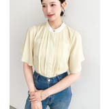 フロントタックバイカラーラッフルスリーブ半袖ブラウス シフォンジョーゼット | moment+ | 詳細画像15