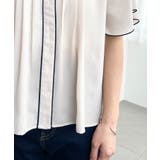フロントタックバイカラーラッフルスリーブ半袖ブラウス シフォンジョーゼット | moment+ | 詳細画像29