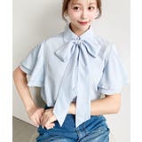 ボウタイ取り外し半袖フリルシャツブラウス | moment+ | 詳細画像10